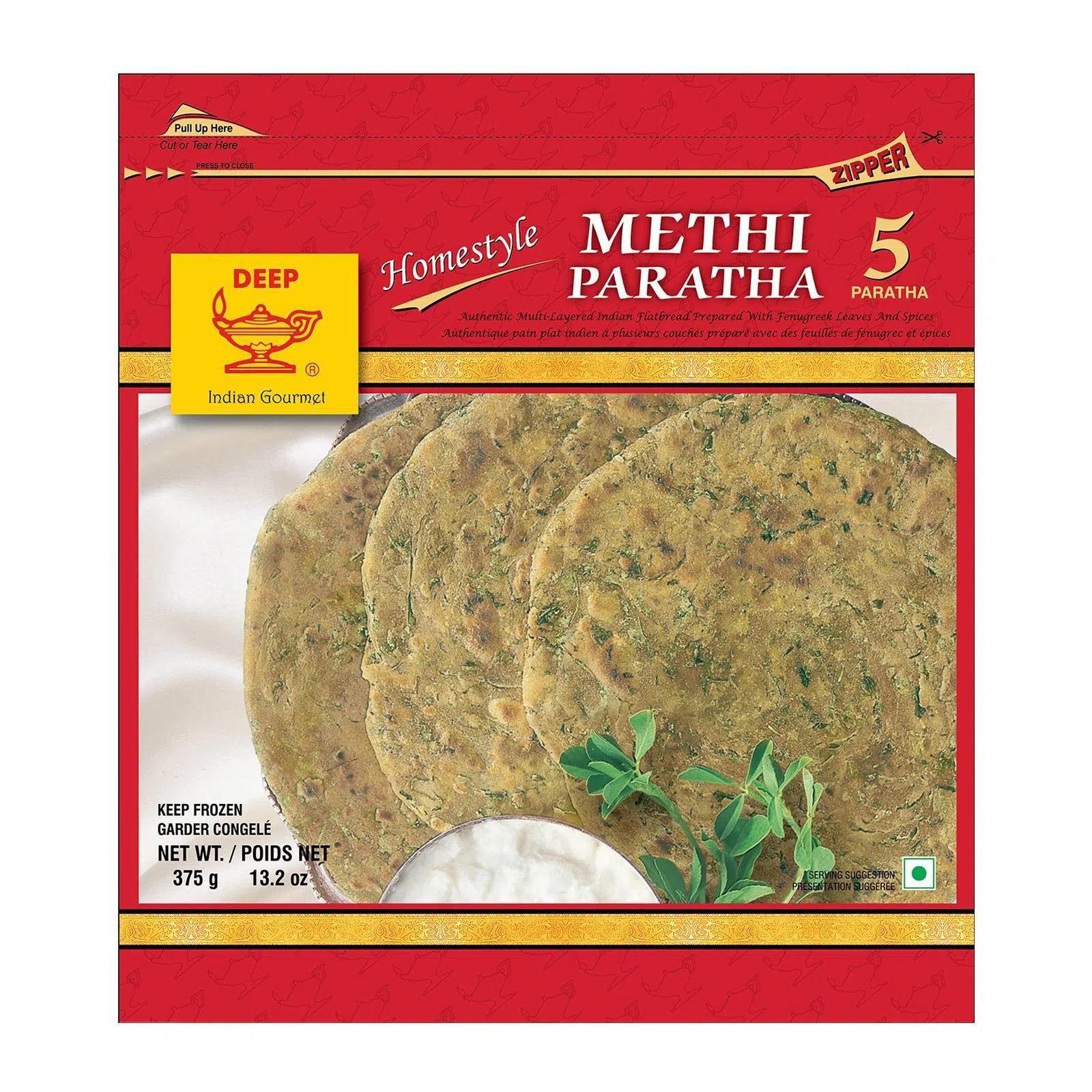 Deep Paratha with Methi (Fenugreek Leaves) 375g (5 pieces)